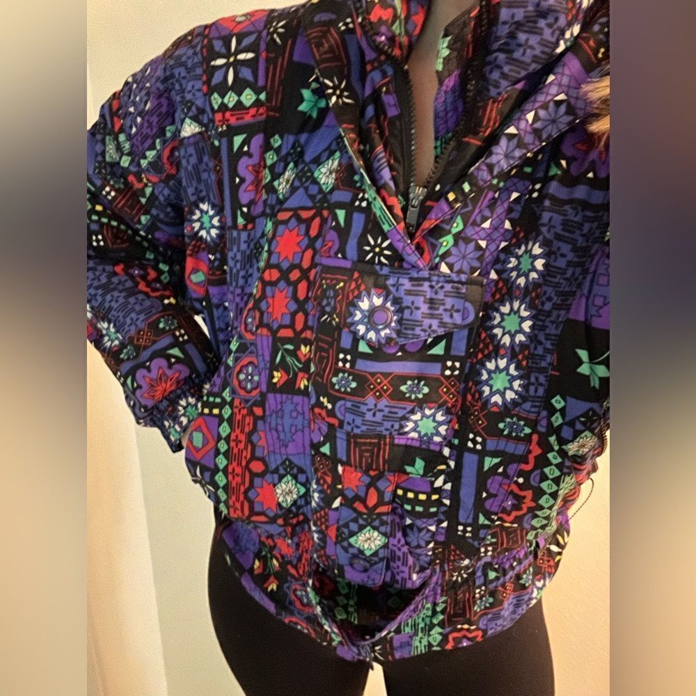 Edelweiss Skiwear medium m purple blue ski coat puffer jacket snowflake